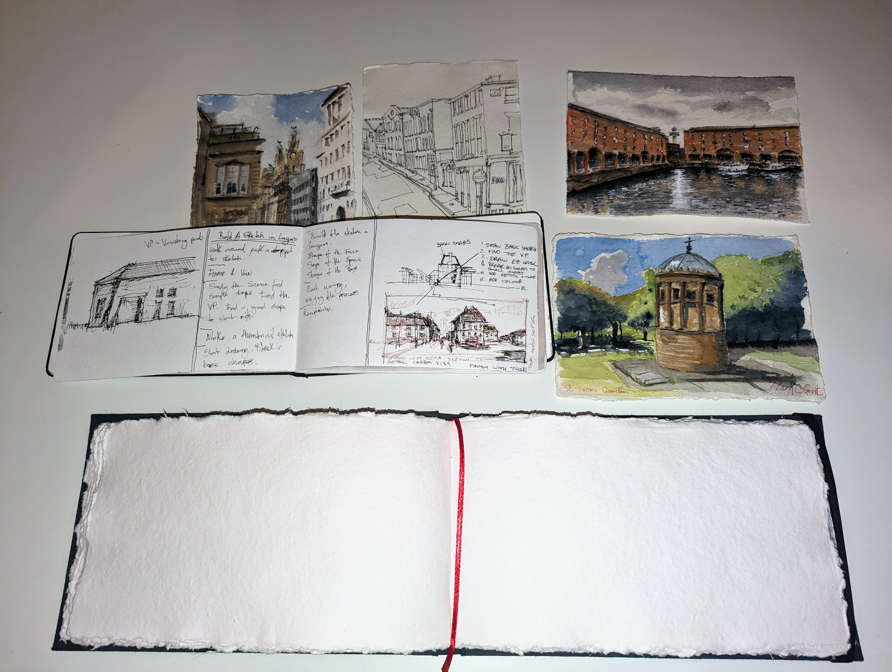 Paper and sketchbooks for urban Sketching